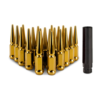 Mishimoto Steel Spiked Lug Nuts M12x1.5 20pc Set - Gold - Graveyard Performance