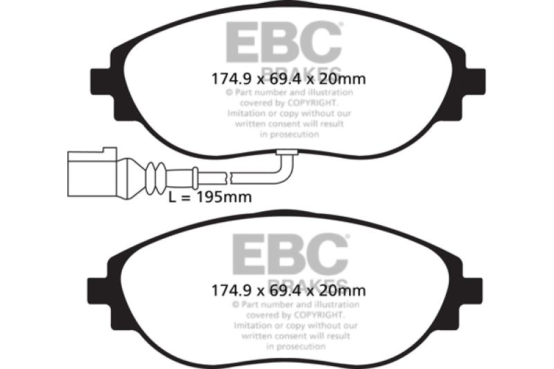 EBC 14-20 Audi S3 2.0 Turbo Yellowstuff Front Brake Pads - Graveyard Performance