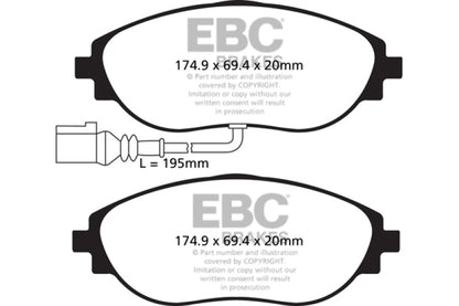 EBC 2015+ Volkswagen GTI/Golf R (Mk7) Bluestuff Front Brake Pads - Graveyard Performance