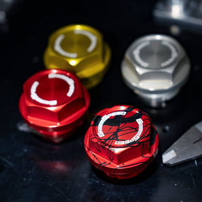 GrimmSpeed 89-21 Subaru Bolt Oil Cap Kit Red - Graveyard Performance