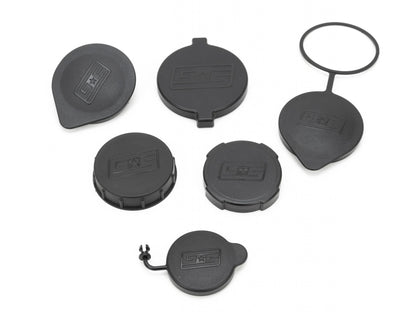 GrimmSpeed Engine Bay Reservoir Cap Set Black For Subaru 02-21 WRX/STI/FXT/OBXT/LGT - Graveyard Performance