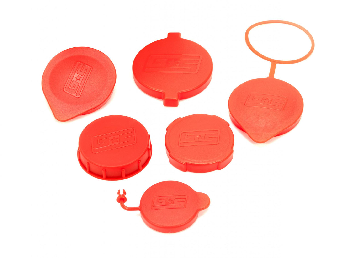 GrimmSpeed Engine Bay Reservoir Cap Set Red For Subaru 02-21 WRX/STI/FXT/OBXT/LGT - Graveyard Performance