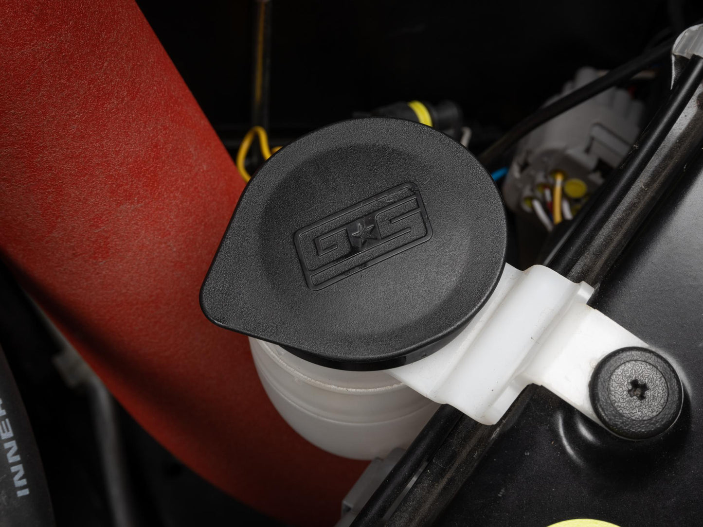 GrimmSpeed Engine Bay Reservoir Cap Set Red For Subaru 02-21 WRX/STI/FXT/OBXT/LGT - Graveyard Performance