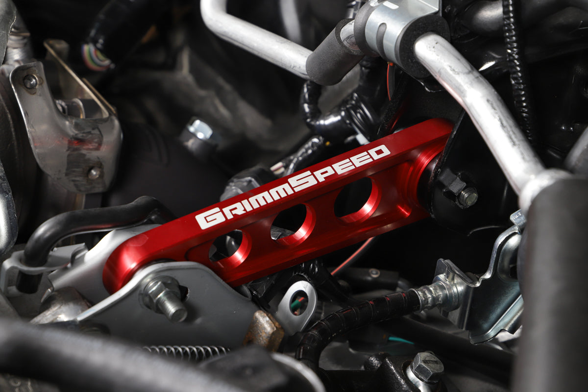 GrimmSpeed Pitch Stop Mount Race Version Red 95A BushingsFor Subaru 02+ Impreza/WRX/STI 04-21 Forester 05-12 Legacy 05-09 Outback 13-21 Crosstrek - Graveyard Performance