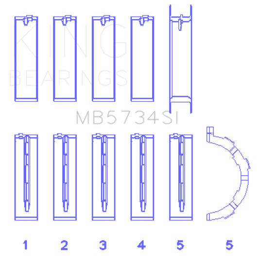 King Engine Bearings Ford 302 Cid Coyote (Size +0.5mm) Main Bearing Set