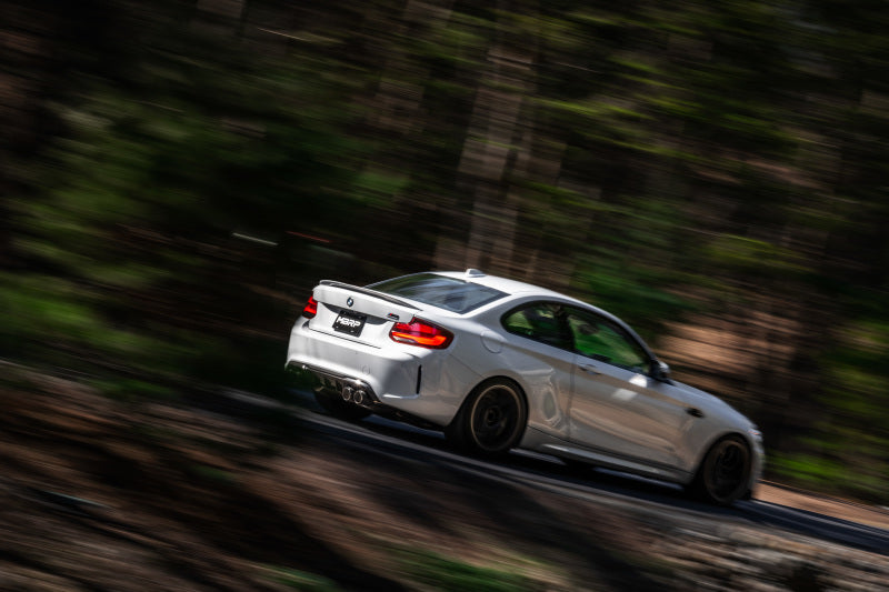 MBRP 18-22 BMW M2 Competition 3.0L T304 SS 3in Resonator-Back Exhaust Quad Rear w/ Carbon Fiber Tips - Graveyard Performance