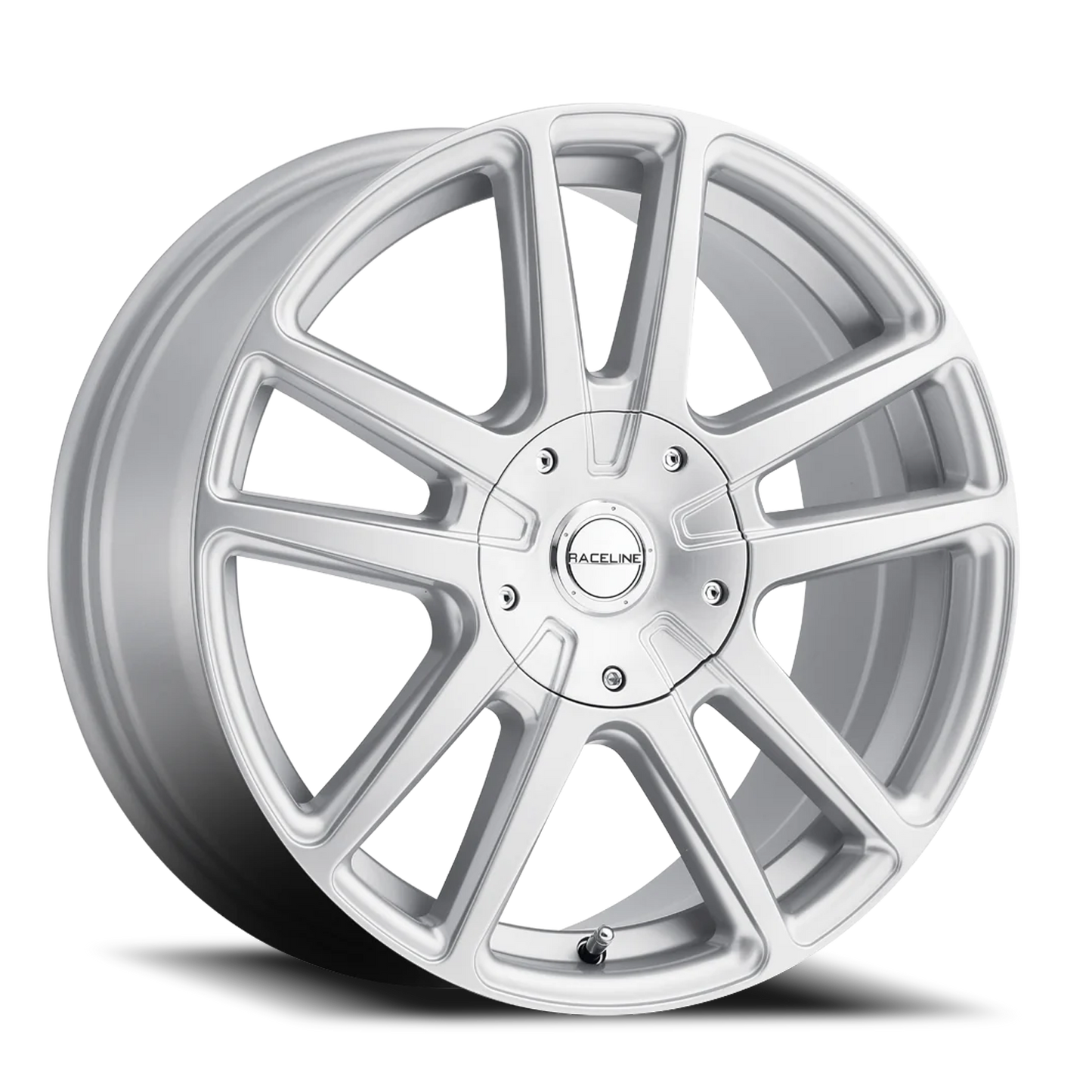 Raceline Aluminum Wheels 18x8 Encore 145S Machined Spoke-Machined Outer Lip Hyper Silver Split Spoke 40 Offset 5 on 112/5 on 120 Bolt Pattern 74.1 Bore