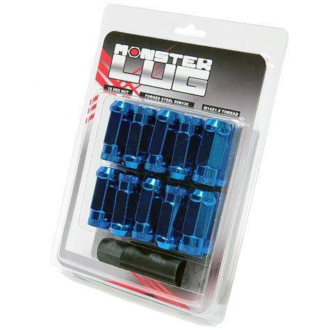 Wheel Mate Monster Open End Lug Nut Set of 20 - Blue 14x1.50 - Graveyard Performance