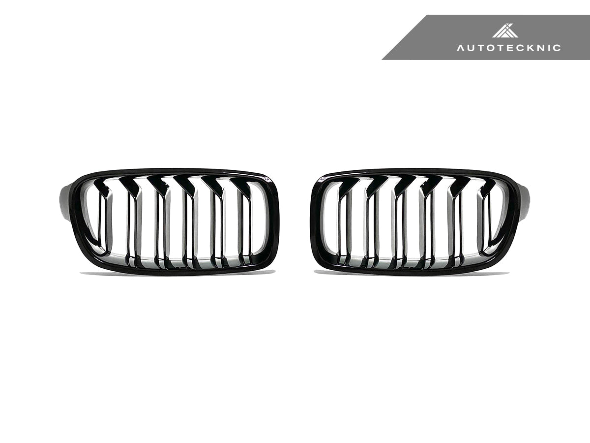 AutoTecknic Dual-Slats Gloss Black Front Grille Set - F30 3-Series - Graveyard Performance