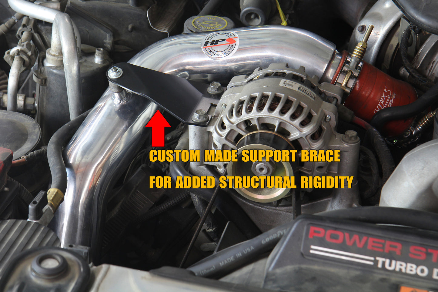 HPS Hot & Cold Side Charge Pipe with Orange CAC Hose Intercooler Boots, Black, 17-105WB
