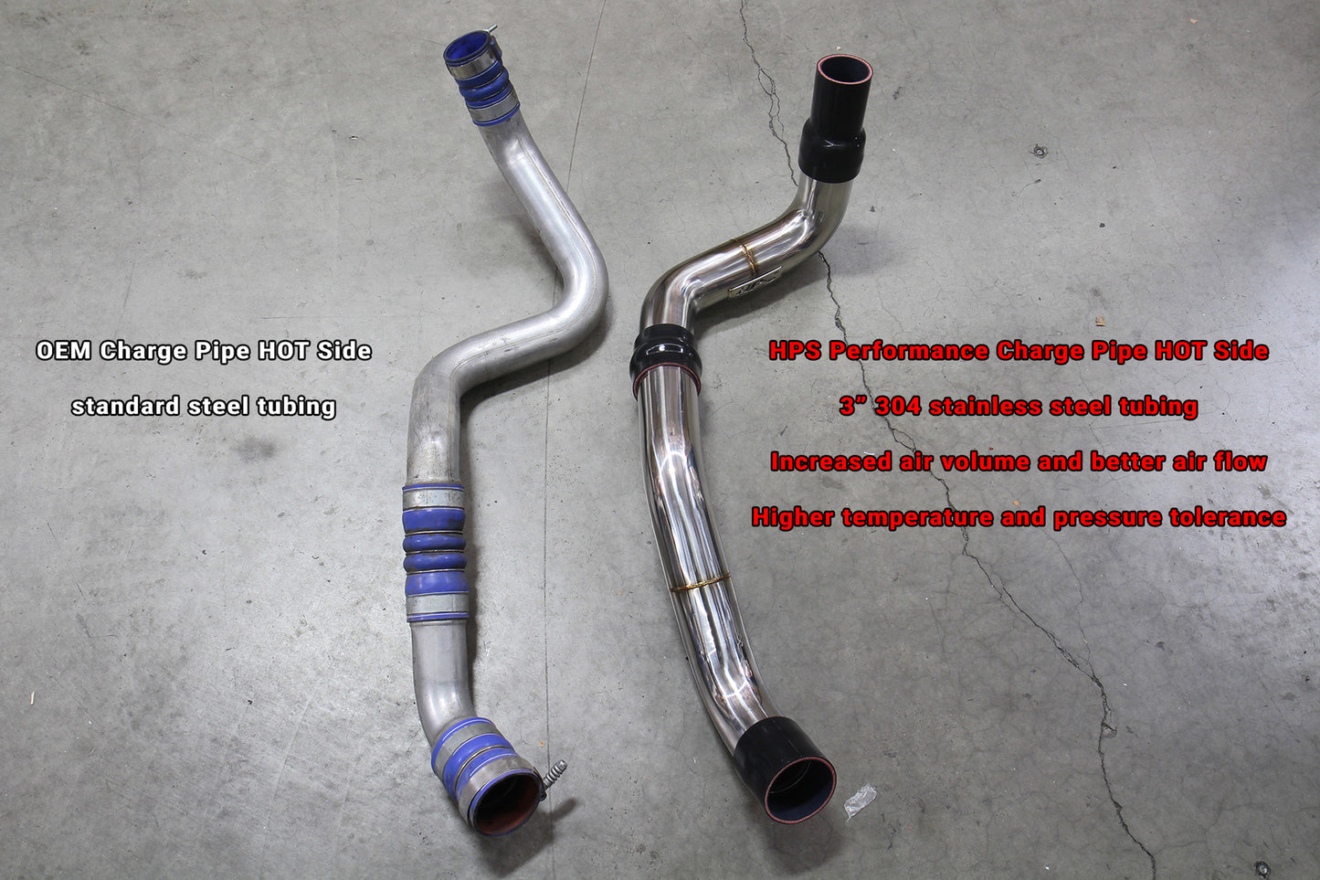 HPS Performance Stainless Steel Intercooler Charge Pipe Kit (Cold and Hot Side), Black, 17-150WB