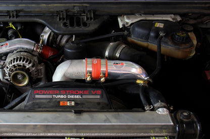 HPS Intercooler Charge Pipe (Cold Side) with Orange Boots, Polished, 17-172P