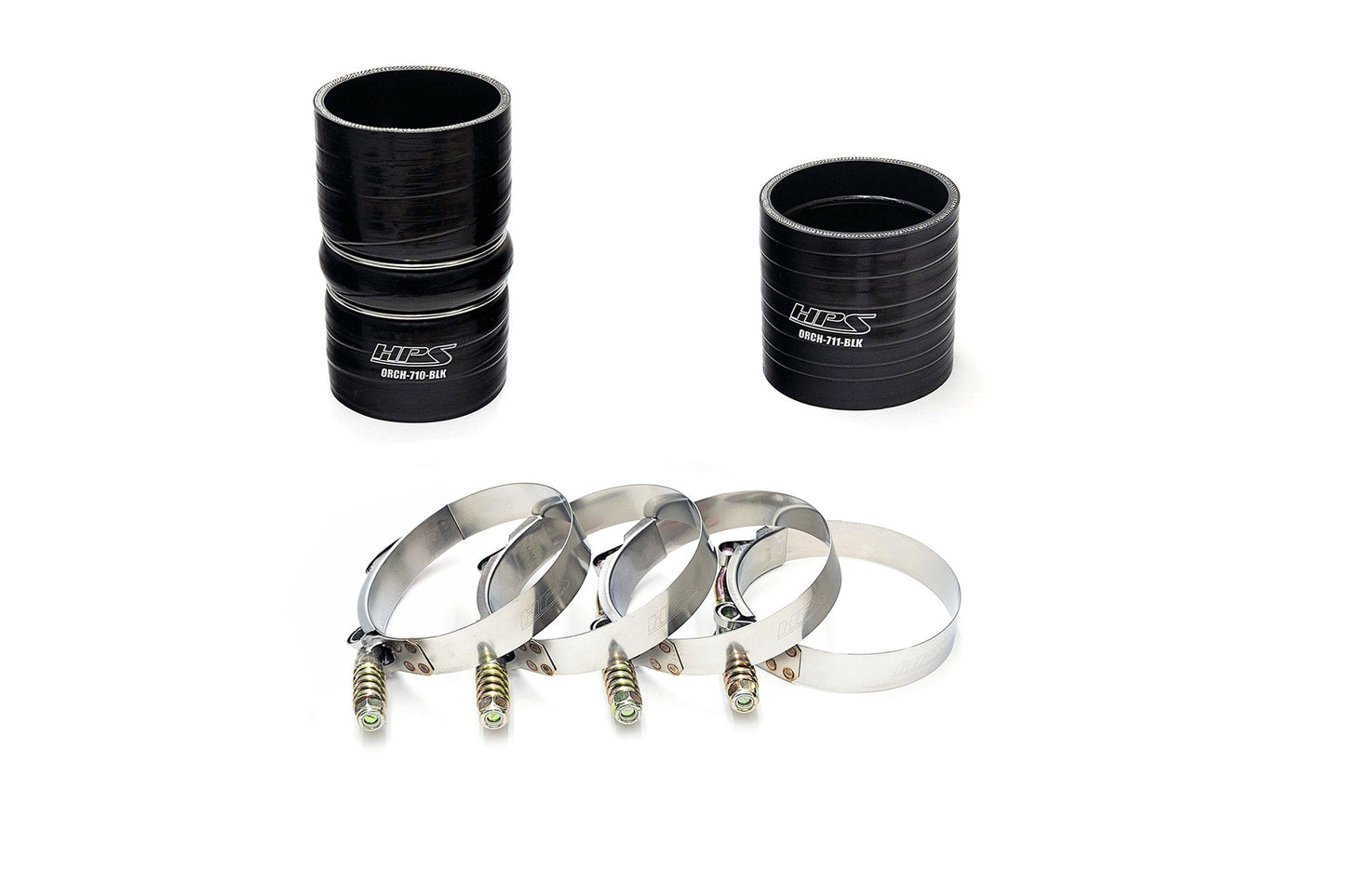 HPS Intercooler Charge Pipe (Cold Side) with Black Boots, Black, 17-174WB