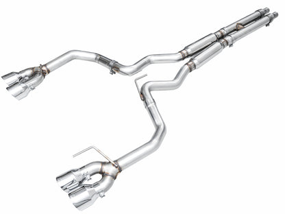AWE 2024 Ford Mustang GT Fastback S650 RWD Track Edition Catback Exhaust w/ Quad Chrome Silver Tips - Graveyard Performance