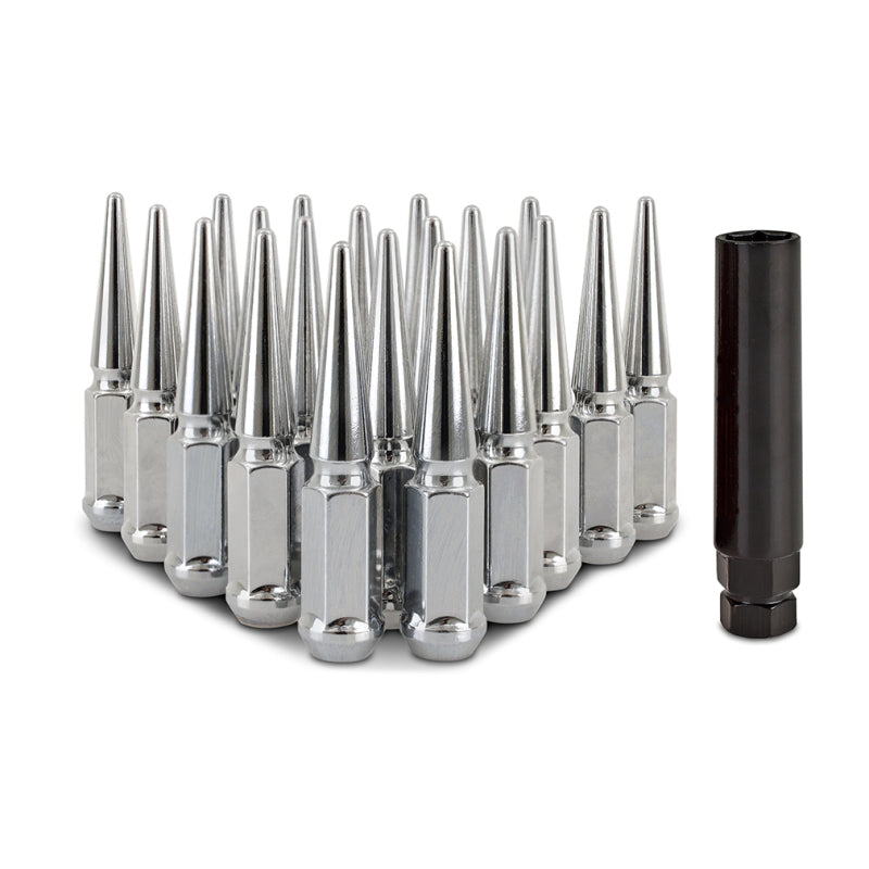 Mishimoto Steel Spiked Lug Nuts M12x1.5 20pc Set - Chrome - Graveyard Performance