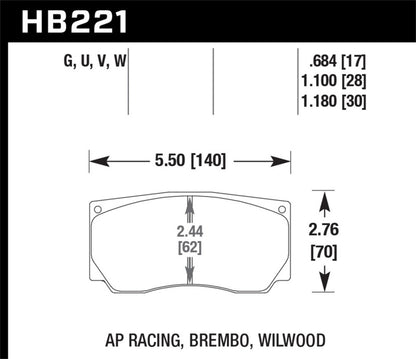 Hawk AP Racing/Wilwood ER-1 Motorsport Brake Pads - Graveyard Performance