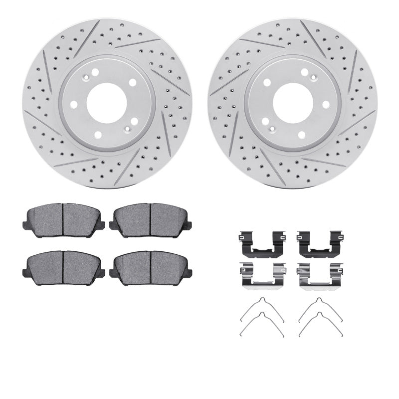 R1 16-17 Hyundai Veloster Front Drill/Slot Carbon Coated Rotor Set w/Optimum Pads