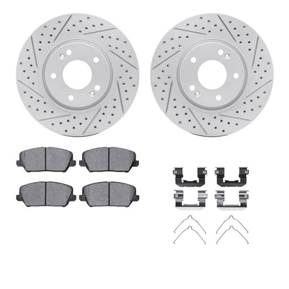 R1 16-17 Hyundai Veloster Front Drill/Slot Carbon Coated Rotor Set w/Optimum Pads