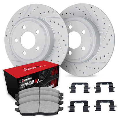 R1 12-24 Hyundai Elantra GT Rear Drill/Slot Carbon Coated Rotor Set w/Optimum Pads