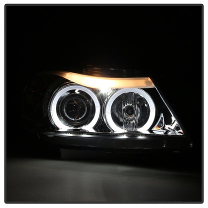 Spyder BMW E90 3-Series 06-08 Projector LED Halo Amber Reflector Rplc Bulb Chrm PRO-YD-BMWE9005-AM-C