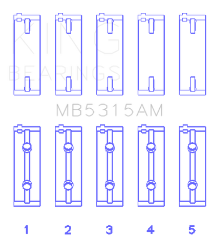 King Engine Bearings Mitsubishi 4G63/4G64 (Size +1.0mm) Main Bearing Set - Graveyard Performance
