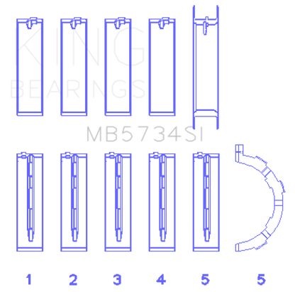 King Engine Bearings Ford 302 Cid Coyote (Size +0.25mm) Main Bearing Set - Graveyard Performance