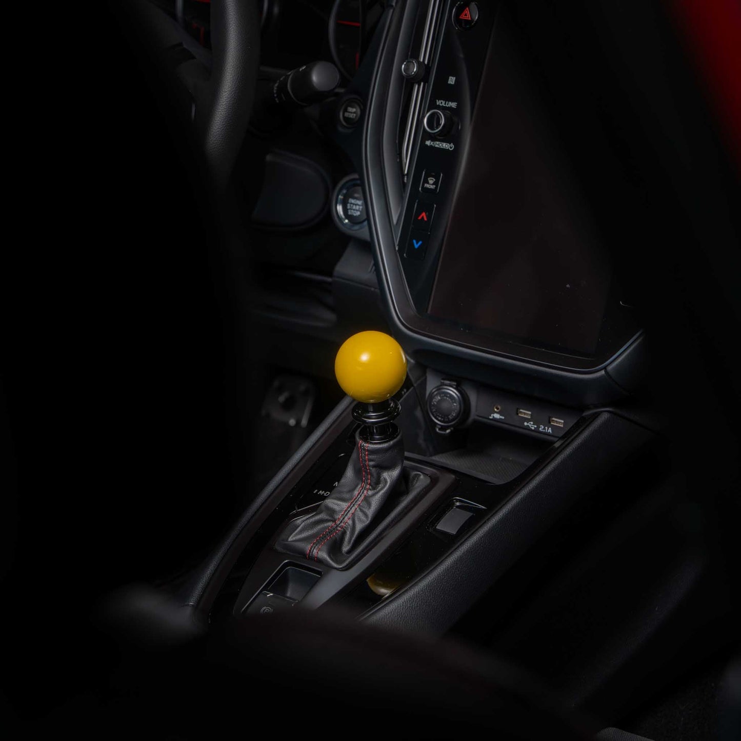 Billetworkz Automatic Shifter - Gloss Yellow - Fits Subaru CVT: WRX (15–21), Crosstrek (13–23), Forester (14–18), Impreza (12–23), Legacy/Outback (10–14)