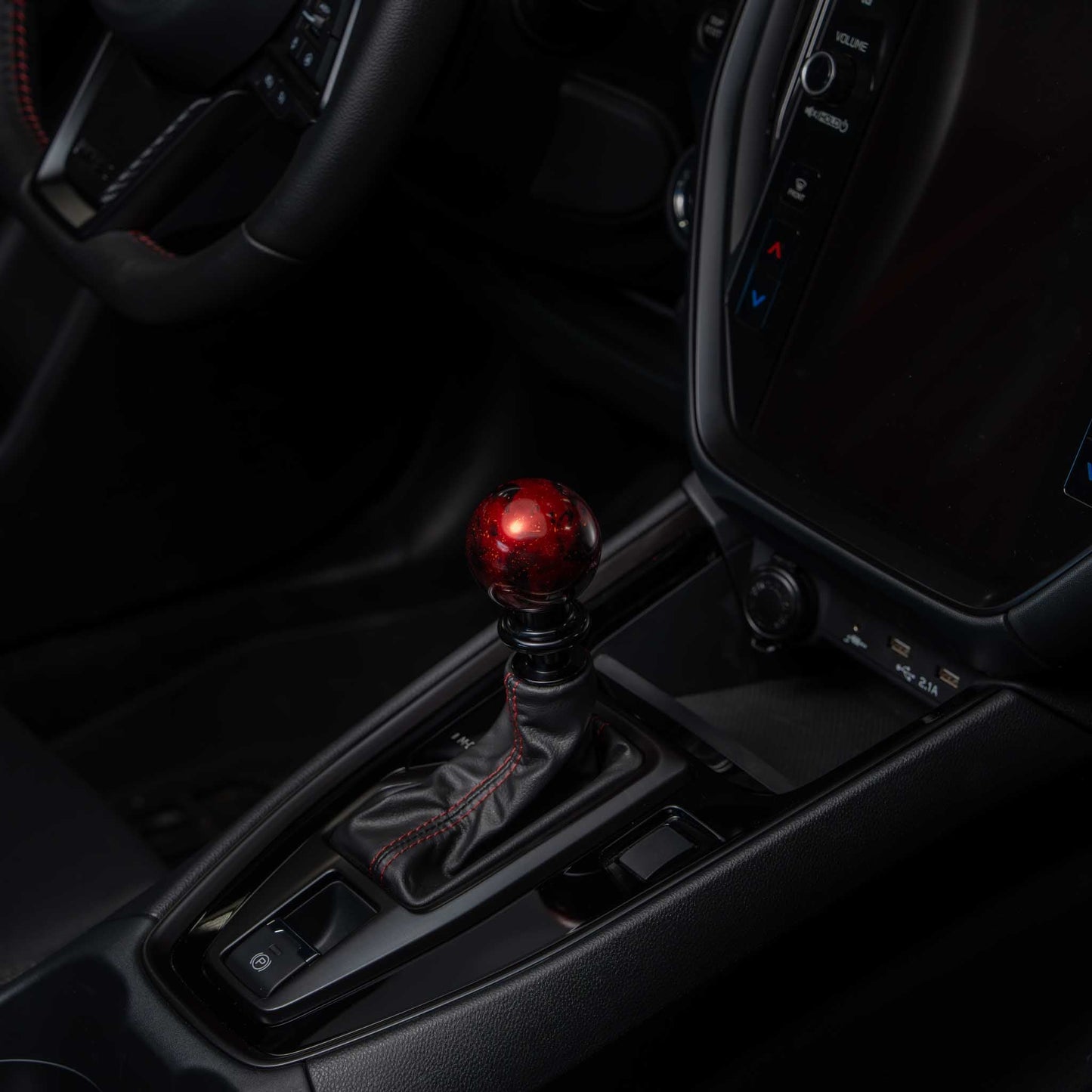 Billetworkz Automatic Shifter - Red Cosmic Space - Fits Subaru CVT: WRX (15–21), Crosstrek (13–23), Forester (14–18), Impreza (12–23), Legacy/Outback (10–14)