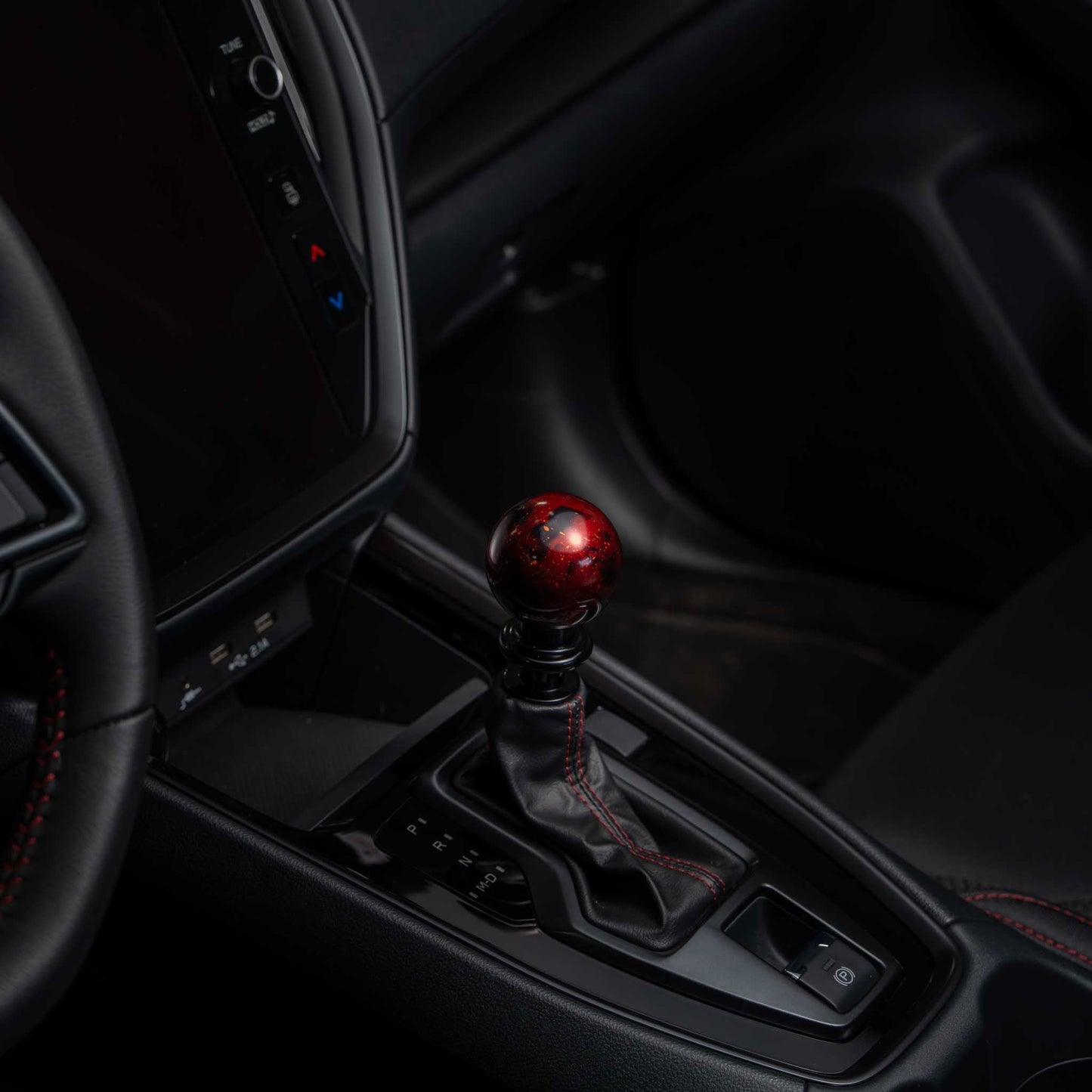 Billetworkz Automatic Shifter - Red Cosmic Space - Fits Subaru CVT: WRX (15–21), Crosstrek (13–23), Forester (14–18), Impreza (12–23), Legacy/Outback (10–14)