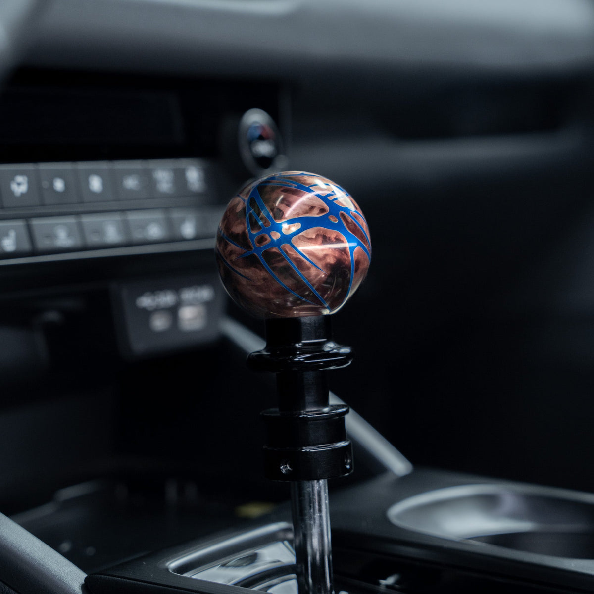 Billetworkz Automatic Shifter - Black Smoke w/ Blue Splash - Fits Subaru CVT: WRX (2022+), Crosstrek (2024), Forester (2025+), Impreza (2024), Legacy/Outback (2015+)