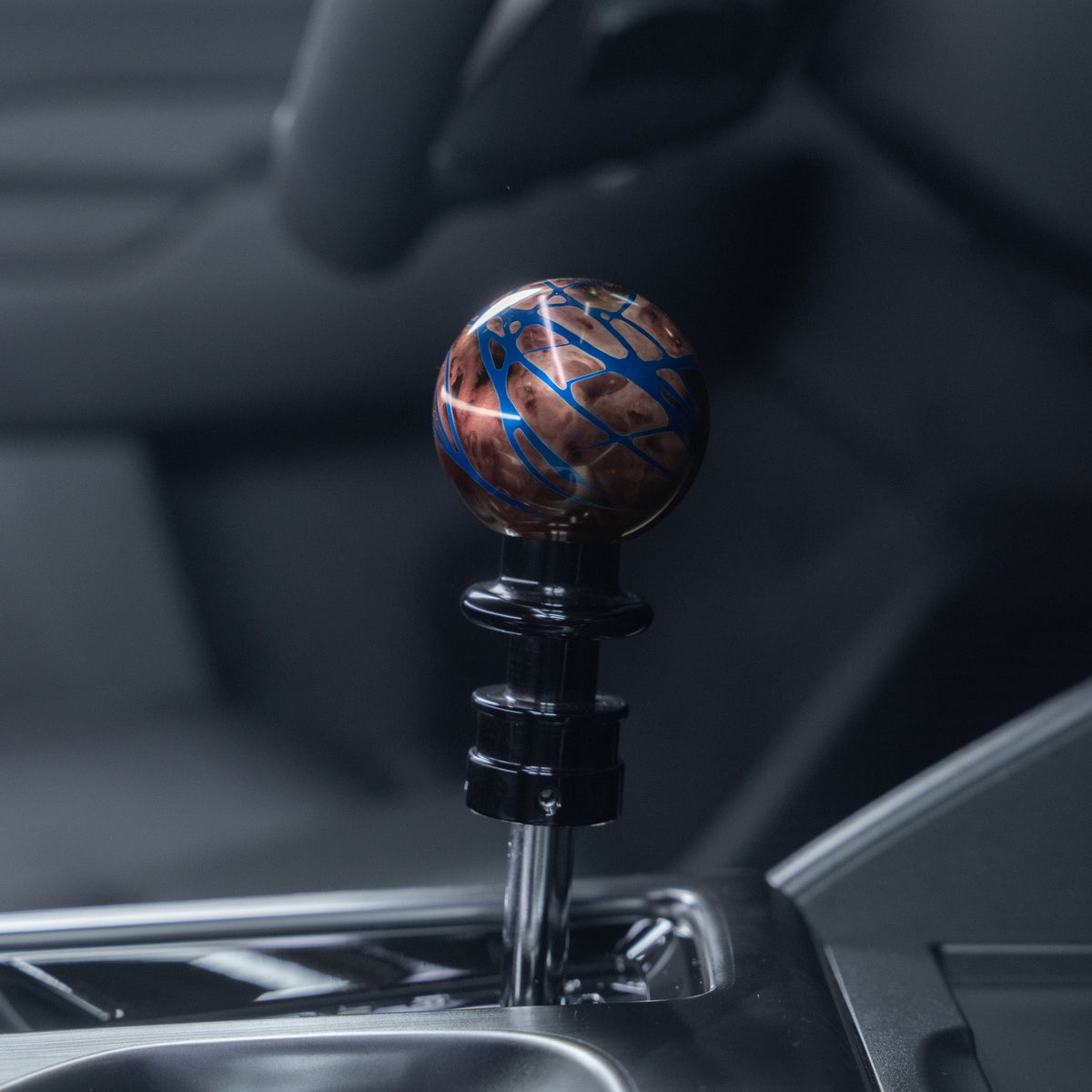Billetworkz Automatic Shifter - Black Smoke w/ Blue Splash - Fits Subaru CVT: WRX (2022+), Crosstrek (2024), Forester (2025+), Impreza (2024), Legacy/Outback (2015+)