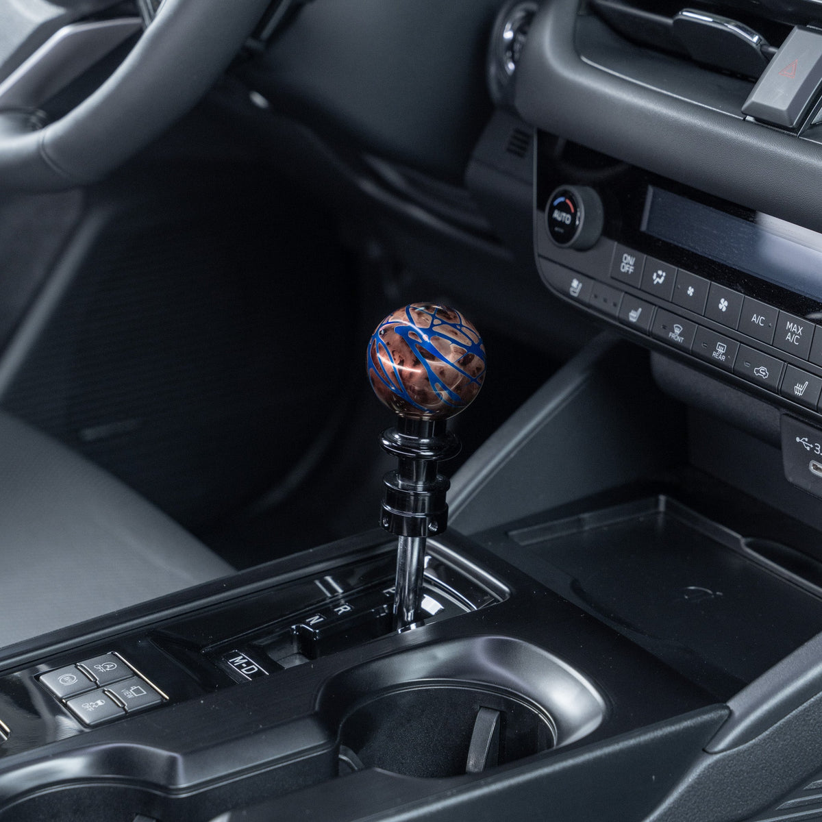 Billetworkz Automatic Shifter - Black Smoke w/ Blue Splash - Fits Subaru CVT: WRX (2022+), Crosstrek (2024), Forester (2025+), Impreza (2024), Legacy/Outback (2015+)