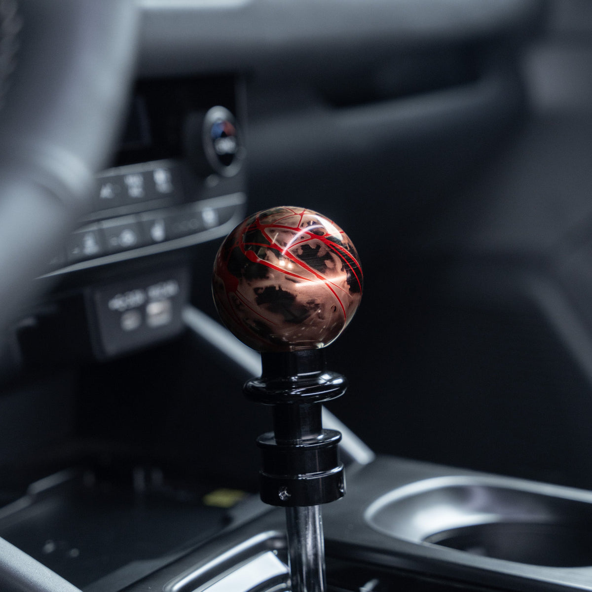 Billetworkz Automatic Shifter - Black Smoke w/ Red Splash - Fits Subaru CVT: WRX (2022+), Crosstrek (2024), Forester (2025+), Impreza (2024), Legacy/Outback (2015+)