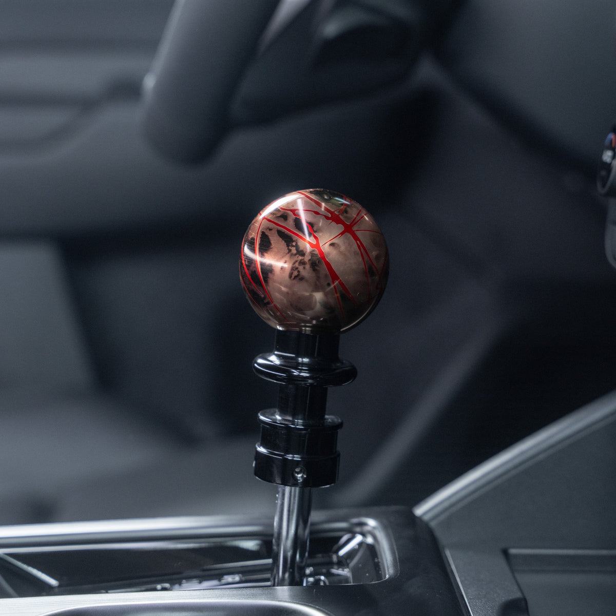 Billetworkz Automatic Shifter - Black Smoke w/ Red Splash - Fits Subaru CVT: WRX (2022+), Crosstrek (2024), Forester (2025+), Impreza (2024), Legacy/Outback (2015+)