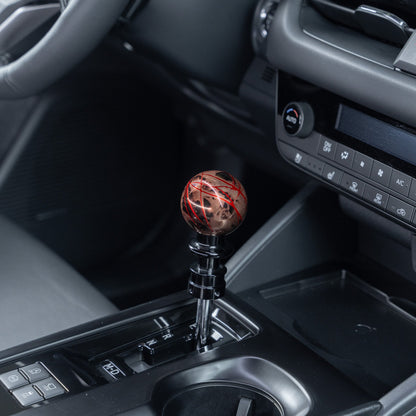 Billetworkz Automatic Shifter - Black Smoke w/ Red Splash - Fits Subaru CVT: WRX (2022+), Crosstrek (2024), Forester (2025+), Impreza (2024), Legacy/Outback (2015+)