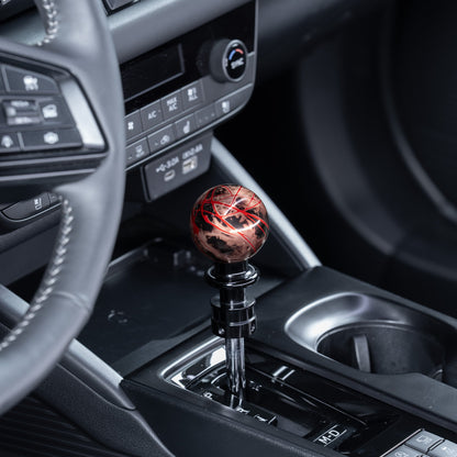 Billetworkz Automatic Shifter - Black Smoke w/ Red Splash - Fits Subaru CVT: WRX (2022+), Crosstrek (2024), Forester (2025+), Impreza (2024), Legacy/Outback (2015+)