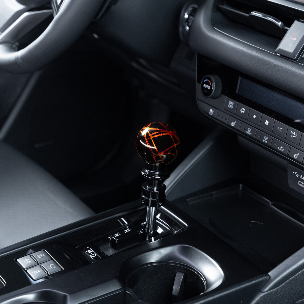 Billetworkz Automatic Shifter - Black w/ Fire Splash - Fits Subaru CVT: WRX (2022+), Crosstrek (2024), Forester (2025+), Impreza (2024), Legacy/Outback (2015+) - Graveyard Performance