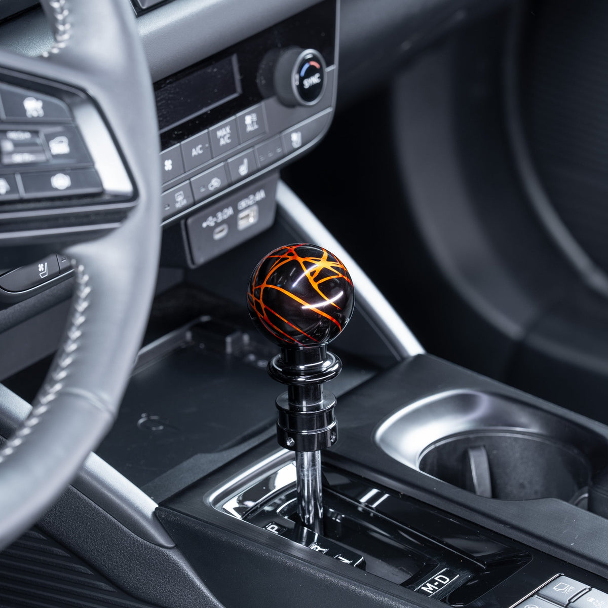 Billetworkz Automatic Shifter - Black w/ Fire Splash - Fits Subaru CVT: WRX (2022+), Crosstrek (2024), Forester (2025+), Impreza (2024), Legacy/Outback (2015+) - Graveyard Performance