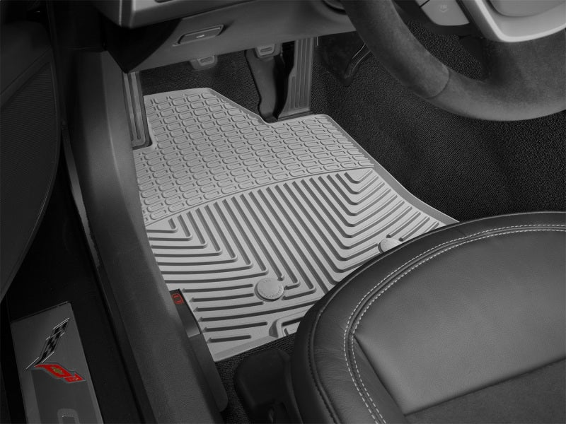 WeatherTech 2014+ Chevrolet Corvette Front Rubber Mats - Grey - Graveyard Performance