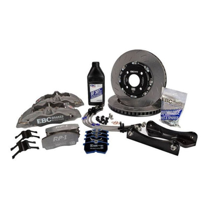 EBC Racing 12-17 Ford Fiesta ST MK7 1.6L Turbo Anodized Apollo-4 Calipers 300mm Rotors Front BBK - Graveyard Performance