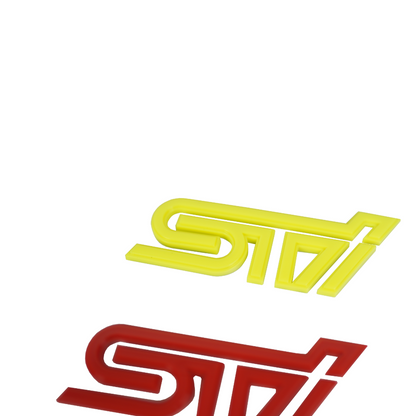 Racing Art STI Trunk Emblem - Red / Black / Neon Yellow [Universal]