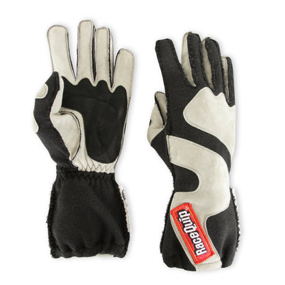 RaceQuip SFI-5 Gray/Black Large Outseam w/ Closure Glove - Graveyard Performance