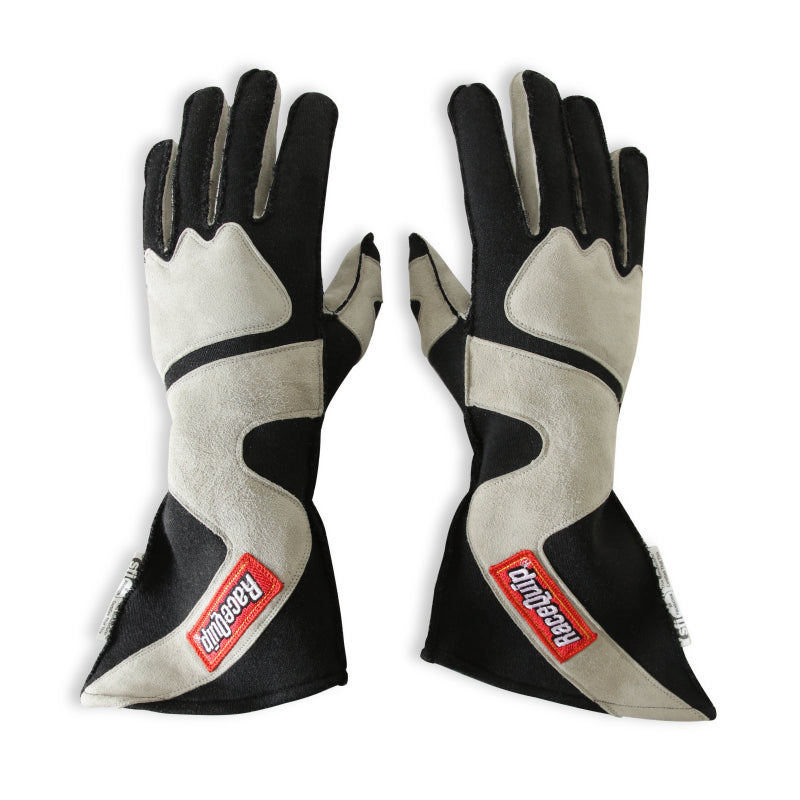 RaceQuip SFI-5 Gray/Black Large Outseam Angle Cut Glove - Graveyard Performance