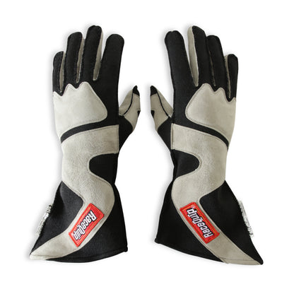 RaceQuip SFI-5 Gray/Black Large Outseam Angle Cut Glove - Graveyard Performance