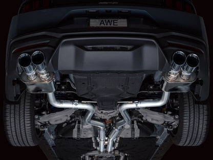 AWE 2024 Ford Mustang GT Fastback S650 RWD SwitchPath Catback Exhaust w/ Quad Chrome Silver Tips - Graveyard Performance