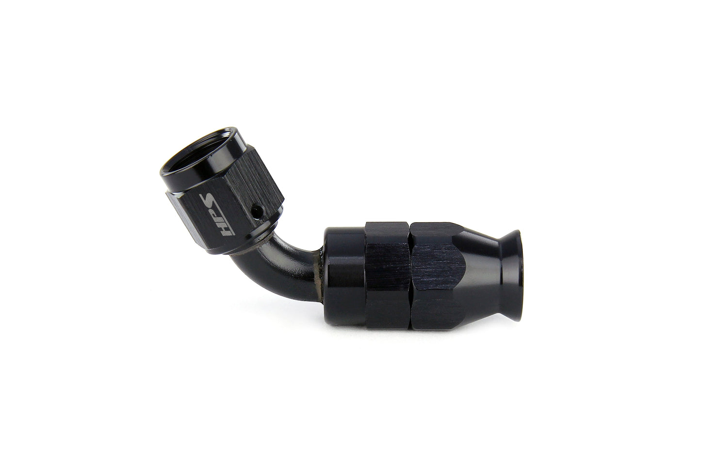 HPS Performance 60 Degree -4 Compression Teflon Hose End to AN Female for Stainless Steel Reinforced PTFE Hose Aluminum Black