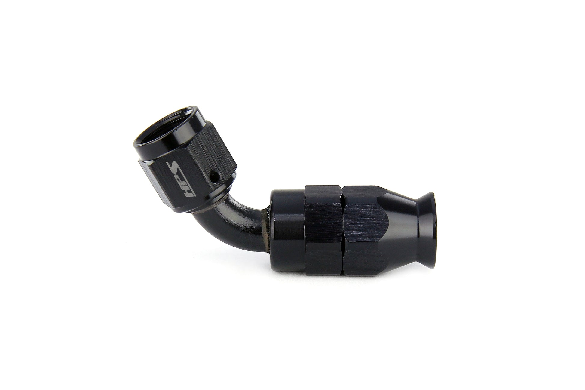 HPS Performance 60 Degree -4 Compression Teflon Hose End to AN Female for Stainless Steel Reinforced PTFE Hose Aluminum Black