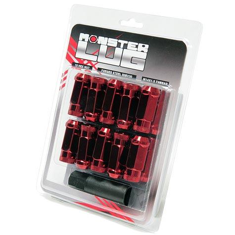 Wheel Mate Monster Locking Lug Nut Set of 4 - Red 14x1.50 - Graveyard Performance