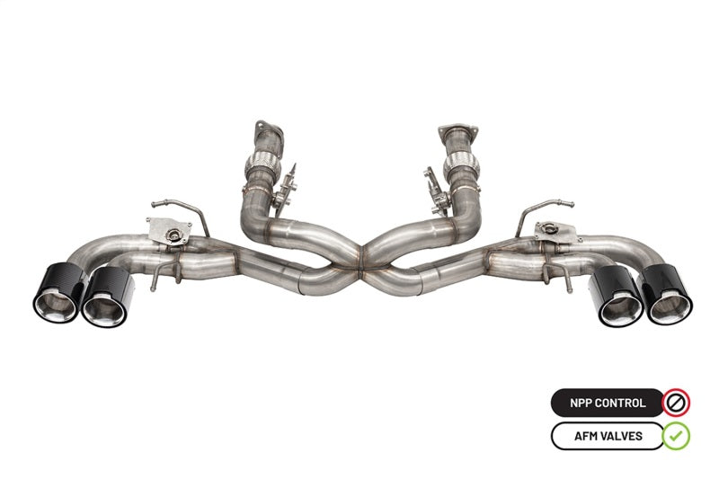 Corsa 2020-2025 Chevrolet Corvette C8 RWD 3in Delete 4 Valve Cat-Back w/NPP w/4.5in CF Polished Tips - Graveyard Performance