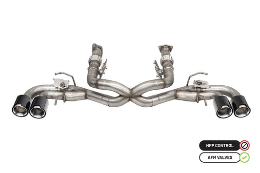 Corsa 2020-2025 Chevrolet Corvette C8 RWD 3in Delete 4 Valve Cat-Back w/NPP w/4.5in CF Polished Tips - Graveyard Performance